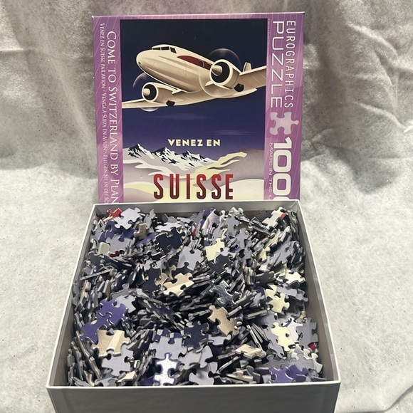 ⚫️2/$12⚫️ Eurographics Puzzle Come To Switzerland By Plane 1000 Pieces Jigsaw - Picture 3 of 3